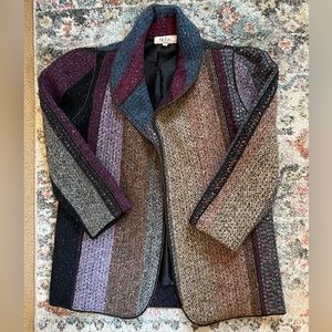 Beautiful 80’s Vintage Wool Coat in Cool, Shaded Jewel Tones Size Small